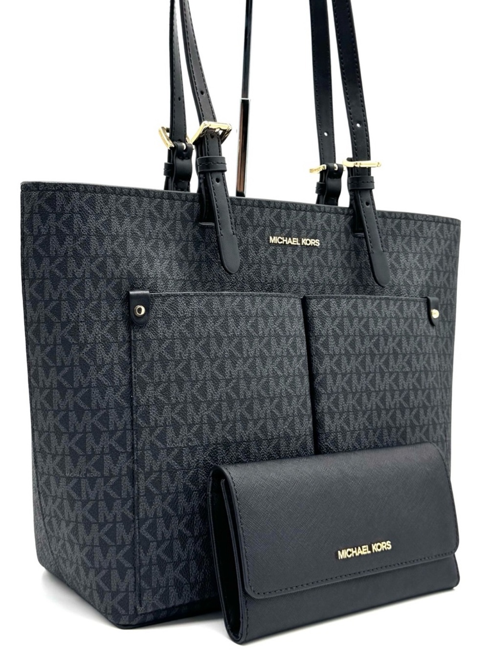 Michael Kors Jet Set Medium Pocket Tote Bag & Matching Trifold Wallet